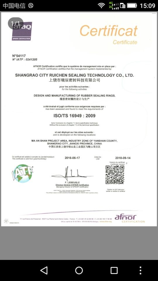 中国 Dongguan Ruichen Sealing Co., Ltd. 認証